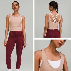 LULULEMON Power Pivot Tank Ribbed Tank Top Size 0 Pink Clay